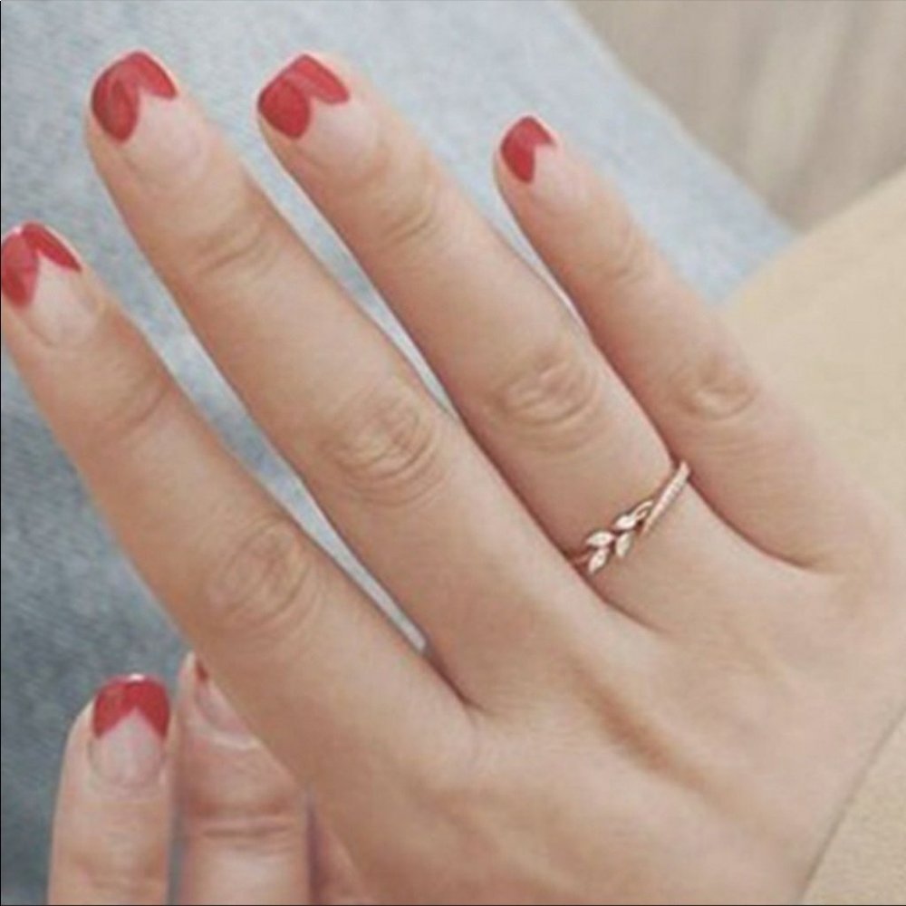 Rose Gold Dainty Marquise Leaf & Branch Ring - Picture 3 of 3
